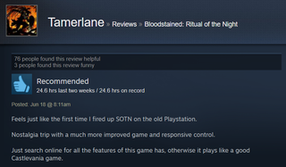 Illustration for article titled Bloodstained: Ritual Of The Night, As Told By Steam Reviews